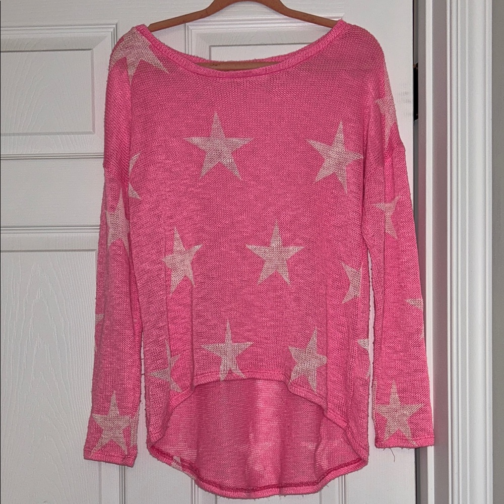 Neon Pink Vintage Havana Star Print Lightweight Women's Sweater